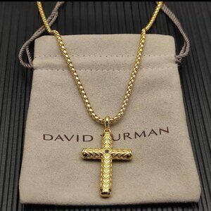 David Yurman Gold Cross Pendant Necklace